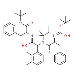 ChemSpider 2D Image | 2-Methyl-2-propanyl N-{(2,3-dimethylphenyl)[(2-methyl-2-butanyl)(N-{[(2-methyl-2-propanyl)oxy]carbonyl}phenylalanyl)amino]acetyl}phenylalaninate | C42H57N3O6