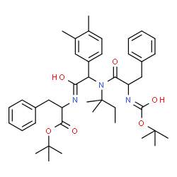 ChemSpider 2D Image | 2-Methyl-2-propanyl N-{(3,4-dimethylphenyl)[(2-methyl-2-butanyl)(N-{[(2-methyl-2-propanyl)oxy]carbonyl}phenylalanyl)amino]acetyl}phenylalaninate | C42H57N3O6