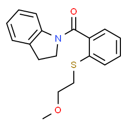 ChemSpider 2D Image | 2,3-Dihydro-1H-indol-1-yl{2-[(2-methoxyethyl)sulfanyl]phenyl}methanone | C18H19NO2S