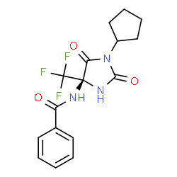 ChemSpider 2D Image | N-[(4S)-1-Cyclopentyl-2,5-dioxo-4-(trifluoromethyl)-4-imidazolidinyl]benzamide | C16H16F3N3O3