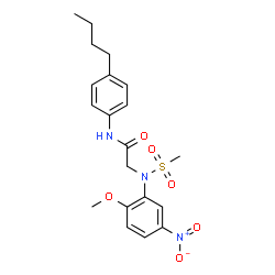 ChemSpider 2D Image | N-(4-Butylphenyl)-N~2~-(2-methoxy-5-nitrophenyl)-N~2~-(methylsulfonyl)glycinamide | C20H25N3O6S