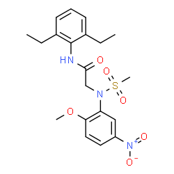 ChemSpider 2D Image | N-(2,6-Diethylphenyl)-N~2~-(2-methoxy-5-nitrophenyl)-N~2~-(methylsulfonyl)glycinamide | C20H25N3O6S