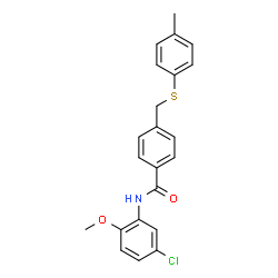 ChemSpider 2D Image | N-(5-Chloro-2-methoxyphenyl)-4-{[(4-methylphenyl)sulfanyl]methyl}benzamide | C22H20ClNO2S