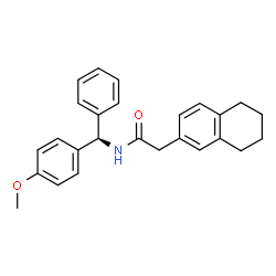 ChemSpider 2D Image | N-[(R)-(4-Methoxyphenyl)(phenyl)methyl]-2-(5,6,7,8-tetrahydro-2-naphthalenyl)acetamide | C26H27NO2