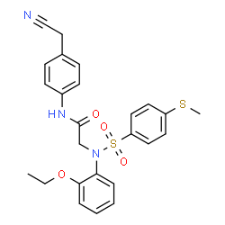 ChemSpider 2D Image | N-[4-(Cyanomethyl)phenyl]-N~2~-(2-ethoxyphenyl)-N~2~-{[4-(methylsulfanyl)phenyl]sulfonyl}glycinamide | C25H25N3O4S2