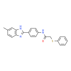 ChemSpider 2D Image | N-[4-(6-Methyl-1H-benzimidazol-2-yl)phenyl]-2-(phenylsulfanyl)acetamide | C22H19N3OS