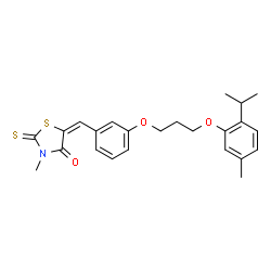 ChemSpider 2D Image | (5E)-5-{3-[3-(2-Isopropyl-5-methylphenoxy)propoxy]benzylidene}-3-methyl-2-thioxo-1,3-thiazolidin-4-one | C24H27NO3S2