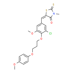 ChemSpider 2D Image | (5E)-5-{3-Chloro-5-methoxy-4-[3-(4-methoxyphenoxy)propoxy]benzylidene}-3-methyl-2-thioxo-1,3-thiazolidin-4-one | C22H22ClNO5S2