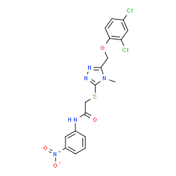 ChemSpider 2D Image | 2-({5-[(2,4-Dichlorophenoxy)methyl]-4-methyl-4H-1,2,4-triazol-3-yl}sulfanyl)-N-(3-nitrophenyl)acetamide | C18H15Cl2N5O4S
