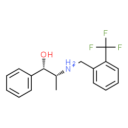 ChemSpider 2D Image | (1S,2R)-1-Hydroxy-1-phenyl-N-[2-(trifluoromethyl)benzyl]-2-propanaminium | C17H19F3NO