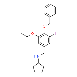 ChemSpider 2D Image | N-[4-(Benzyloxy)-3-ethoxy-5-iodobenzyl]cyclopentanamine | C21H26INO2