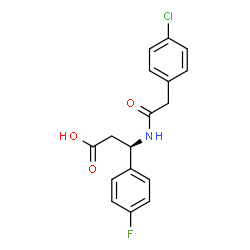 ChemSpider 2D Image | (3R)-3-{[(4-Chlorophenyl)acetyl]amino}-3-(4-fluorophenyl)propanoic acid | C17H15ClFNO3