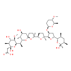 ChemSpider 2D Image | [3R,4S,5S,6R,7S,22S(2S,5S,6R)]-23,27-Didemethoxy-2,6,22-tridemethyl-5,11-di-O-demethyl-6-methoxy-22-[(tetrahydro-5-methoxy-6-methyl-2H-pyran-2-yl)oxy]lonomycin A | C45H76O16