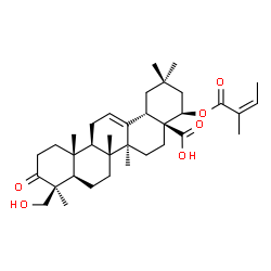 ChemSpider 2D Image | (22beta)-24-Hydroxy-22-{[(2Z)-2-methyl-2-butenoyl]oxy}-3-oxoolean-12-en-28-oic acid | C35H52O6