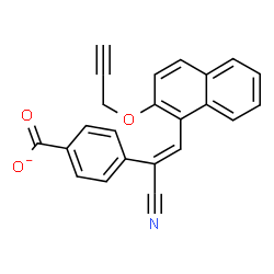 ChemSpider 2D Image | 4-{(E)-1-Cyano-2-[2-(2-propyn-1-yloxy)-1-naphthyl]vinyl}benzoate | C23H14NO3