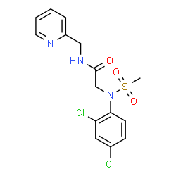 ChemSpider 2D Image | N~2~-(2,4-Dichlorophenyl)-N~2~-(methylsulfonyl)-N-(2-pyridinylmethyl)glycinamide | C15H15Cl2N3O3S
