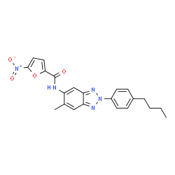 ChemSpider 2D Image | N-[2-(4-Butylphenyl)-6-methyl-2H-benzotriazol-5-yl]-5-nitro-2-furamide | C22H21N5O4