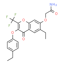 ChemSpider 2D Image | 2-{[6-Ethyl-3-(4-ethylphenoxy)-4-oxo-2-(trifluoromethyl)-4H-chromen-7-yl]oxy}acetamide | C22H20F3NO5