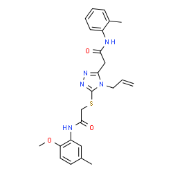 ChemSpider 2D Image | 2-[4-Allyl-5-({2-[(2-methoxy-5-methylphenyl)amino]-2-oxoethyl}sulfanyl)-4H-1,2,4-triazol-3-yl]-N-(2-methylphenyl)acetamide | C24H27N5O3S