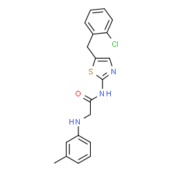 ChemSpider 2D Image | N-[5-(2-Chlorobenzyl)-1,3-thiazol-2-yl]-N~2~-(3-methylphenyl)glycinamide | C19H18ClN3OS