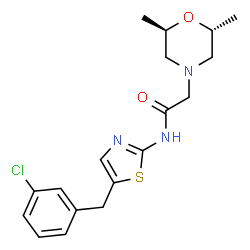 ChemSpider 2D Image | N-[5-(3-Chlorobenzyl)-1,3-thiazol-2-yl]-2-[(2R,6R)-2,6-dimethyl-4-morpholinyl]acetamide | C18H22ClN3O2S