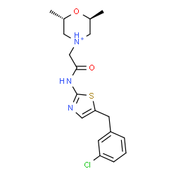 ChemSpider 2D Image | (2S,6S)-4-(2-{[5-(3-Chlorobenzyl)-1,3-thiazol-2-yl]amino}-2-oxoethyl)-2,6-dimethylmorpholin-4-ium | C18H23ClN3O2S