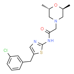 ChemSpider 2D Image | N-[5-(3-Chlorobenzyl)-1,3-thiazol-2-yl]-2-[(2S,6S)-2,6-dimethyl-4-morpholinyl]acetamide | C18H22ClN3O2S