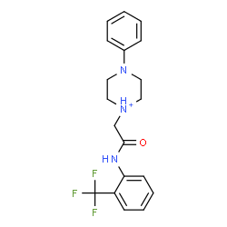ChemSpider 2D Image | 1-(2-Oxo-2-{[2-(trifluoromethyl)phenyl]amino}ethyl)-4-phenylpiperazin-1-ium | C19H21F3N3O