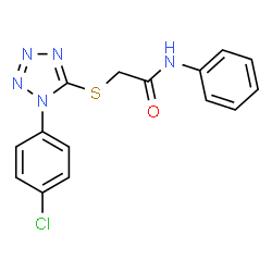 ChemSpider 2D Image | 2-{[1-(4-Chlorophenyl)-1H-tetrazol-5-yl]sulfanyl}-N-phenylacetamide | C15H12ClN5OS