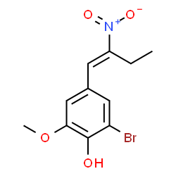 ChemSpider 2D Image | 2-Bromo-6-methoxy-4-[(1E)-2-nitro-1-buten-1-yl]phenol | C11H12BrNO4