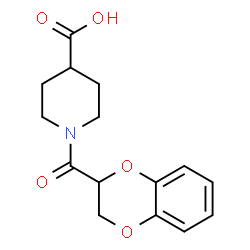 ChemSpider 2D Image | 1-(2,3-Dihydro-1,4-benzodioxin-2-ylcarbonyl)-4-piperidinecarboxylic acid | C15H17NO5