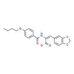 ChemSpider 2D Image | (2E)-3-(1,3-Benzodioxol-5-yl)-2-[(4-butoxybenzoyl)amino]acrylate | C21H20NO6