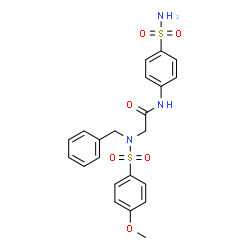 ChemSpider 2D Image | N~2~-Benzyl-N~2~-[(4-methoxyphenyl)sulfonyl]-N-(4-sulfamoylphenyl)glycinamide | C22H23N3O6S2