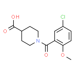 ChemSpider 2D Image | 1-(5-Chloro-2-methoxybenzoyl)-4-piperidinecarboxylic acid | C14H16ClNO4