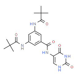 ChemSpider 2D Image | 3,5-Bis[(2,2-dimethylpropanoyl)amino]-N-(2,4-dioxo-1,2,3,4-tetrahydro-5-pyrimidinyl)benzamide | C21H27N5O5
