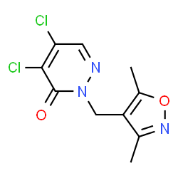 ChemSpider 2D Image | 4,5-Dichloro-2-[(3,5-dimethyl-1,2-oxazol-4-yl)methyl]-3(2H)-pyridazinone | C10H9Cl2N3O2