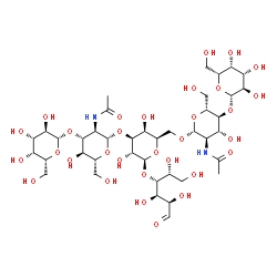 ChemSpider 2D Image | beta-D-Galactopyranosyl-(1->3)-2-acetamido-2-deoxy-beta-D-glucopyranosyl-(1->3)-[beta-D-galactopyranosyl-(1->4)-2-acetamido-2-deoxy-beta-D-glucopyranosyl-(1->6)]-beta-D-galactopyranosyl-(1->4)-D-gluco
se | C40H68N2O31