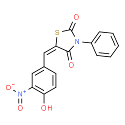 ChemSpider 2D Image | (5E)-5-(4-Hydroxy-3-nitrobenzylidene)-3-phenyl-1,3-thiazolidine-2,4-dione | C16H10N2O5S