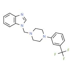 ChemSpider 2D Image | 1-({4-[3-(Trifluoromethyl)phenyl]-1-piperazinyl}methyl)-1H-benzimidazole | C19H19F3N4