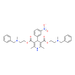 ChemSpider 2D Image | Bis{2-[benzyl(methyl)amino]ethyl} 2,6-dimethyl-4-(3-nitrophenyl)-1,4-dihydro-3,5-pyridinedicarboxylate | C35H40N4O6