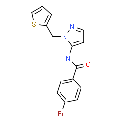 ChemSpider 2D Image | 4-Bromo-N-[1-(2-thienylmethyl)-1H-pyrazol-5-yl]benzamide | C15H12BrN3OS