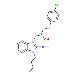 ChemSpider 2D Image | 2-Amino-1-butyl-3-[(2R)-3-(4-chlorophenoxy)-2-hydroxypropyl]-1H-benzimidazol-3-ium | C20H25ClN3O2