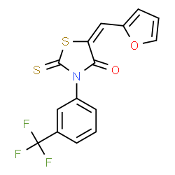 ChemSpider 2D Image | (5E)-5-(2-Furylmethylene)-2-thioxo-3-[3-(trifluoromethyl)phenyl]-1,3-thiazolidin-4-one | C15H8F3NO2S2
