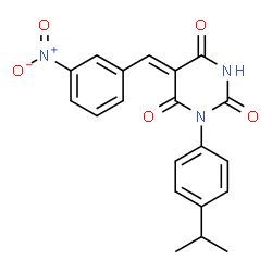 ChemSpider 2D Image | (5Z)-1-(4-Isopropylphenyl)-5-(3-nitrobenzylidene)-2,4,6(1H,3H,5H)-pyrimidinetrione | C20H17N3O5
