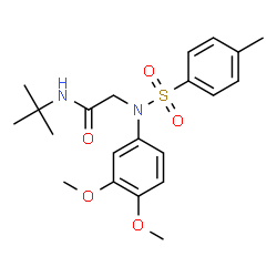 ChemSpider 2D Image | N-tert-butyl-N~2~-(3,4-dimethoxyphenyl)-N~2~-[(4-methylphenyl)sulfonyl]glycinamide | C21H28N2O5S