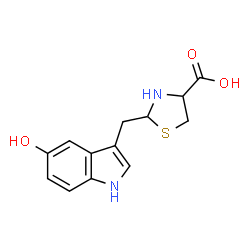 ChemSpider 2D Image | 2-((5-Hydroxy-1H-indol-3-yl)methyl)thiazolidine-4-carboxylic acid | C13H14N2O3S
