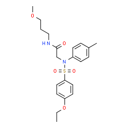 ChemSpider 2D Image | N~2~-[(4-Ethoxyphenyl)sulfonyl]-N-(3-methoxypropyl)-N~2~-(4-methylphenyl)glycinamide | C21H28N2O5S