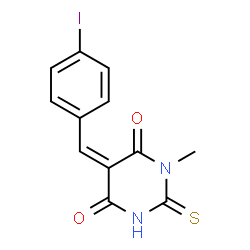 ChemSpider 2D Image | (5Z)-5-(4-Iodobenzylidene)-1-methyl-2-thioxodihydro-4,6(1H,5H)-pyrimidinedione | C12H9IN2O2S