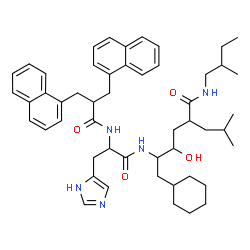 ChemSpider 2D Image | N-{1-Cyclohexyl-3-hydroxy-7-methyl-5-[(2-methylbutyl)carbamoyl]-2-octanyl}-Nalpha-[3-(1-naphthyl)-2-(1-naphthylmethyl)propanoyl]histidinamide | C51H67N5O4