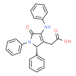 ChemSpider 2D Image | [(2S)-4-Anilino-5-oxo-1,2-diphenyl-2,5-dihydro-1H-pyrrol-3-yl]acetic acid | C24H20N2O3